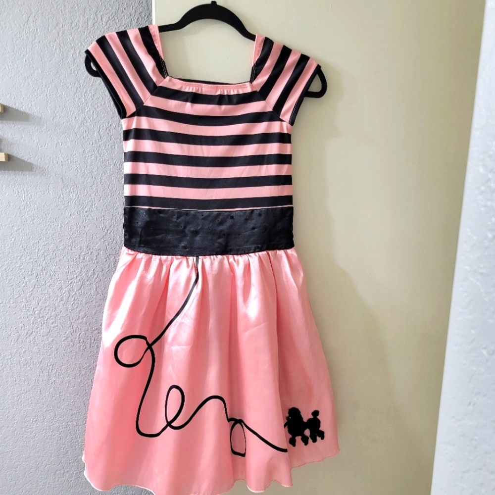 Girls Super Cute Poodle Shirt Costume One Piece Black & Pink